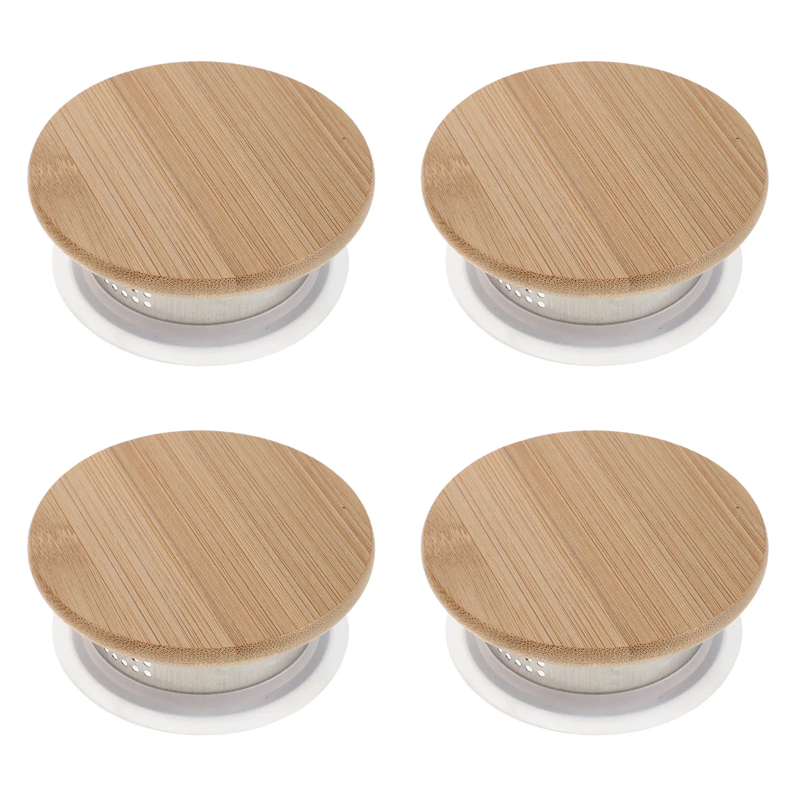 

4Pcs Household Water Jug Cap Replacement Stainless Steel Bamboo Pitcher Lids for Glass Kettle Carafe Sealing Lid Drink Dispenser