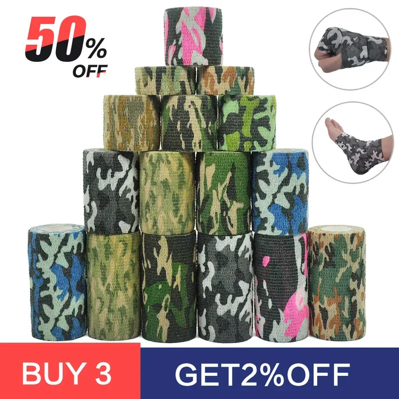 1/6/10pcs Camouflage Elastic Wrap Tape Self-Adhesive Sports Protector Bandage for Ankle Knee Finger Arm - Hunt Disguise Bands
