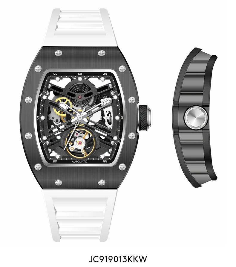 ساعة رجال الأعمال الرياضية العسكرية مقاوم للماء ساعات المعصم الميكانيكية للرجال العلامة التجارية الفاخرة ساعة أوتوماتيكية مربعة للرجال