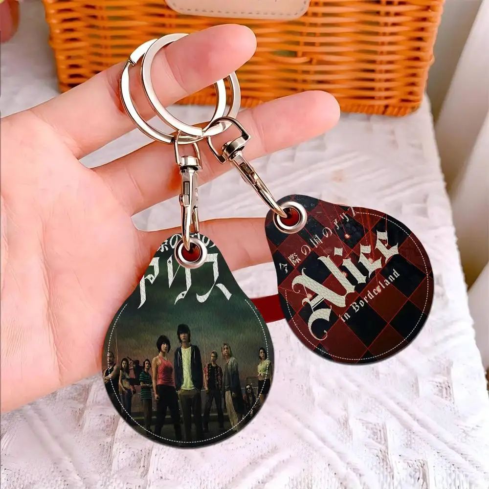 Alice In Borderland Leather Access Card Holder, Water Drop Keychain, Bus Card Elevator Induction Protective Cover