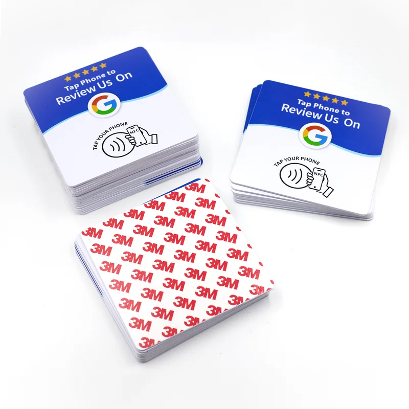 Square NTAG215 Google Review NFC Table Sticker 13.56MHz 3M Adhesive Tag For Business Customer Reviews