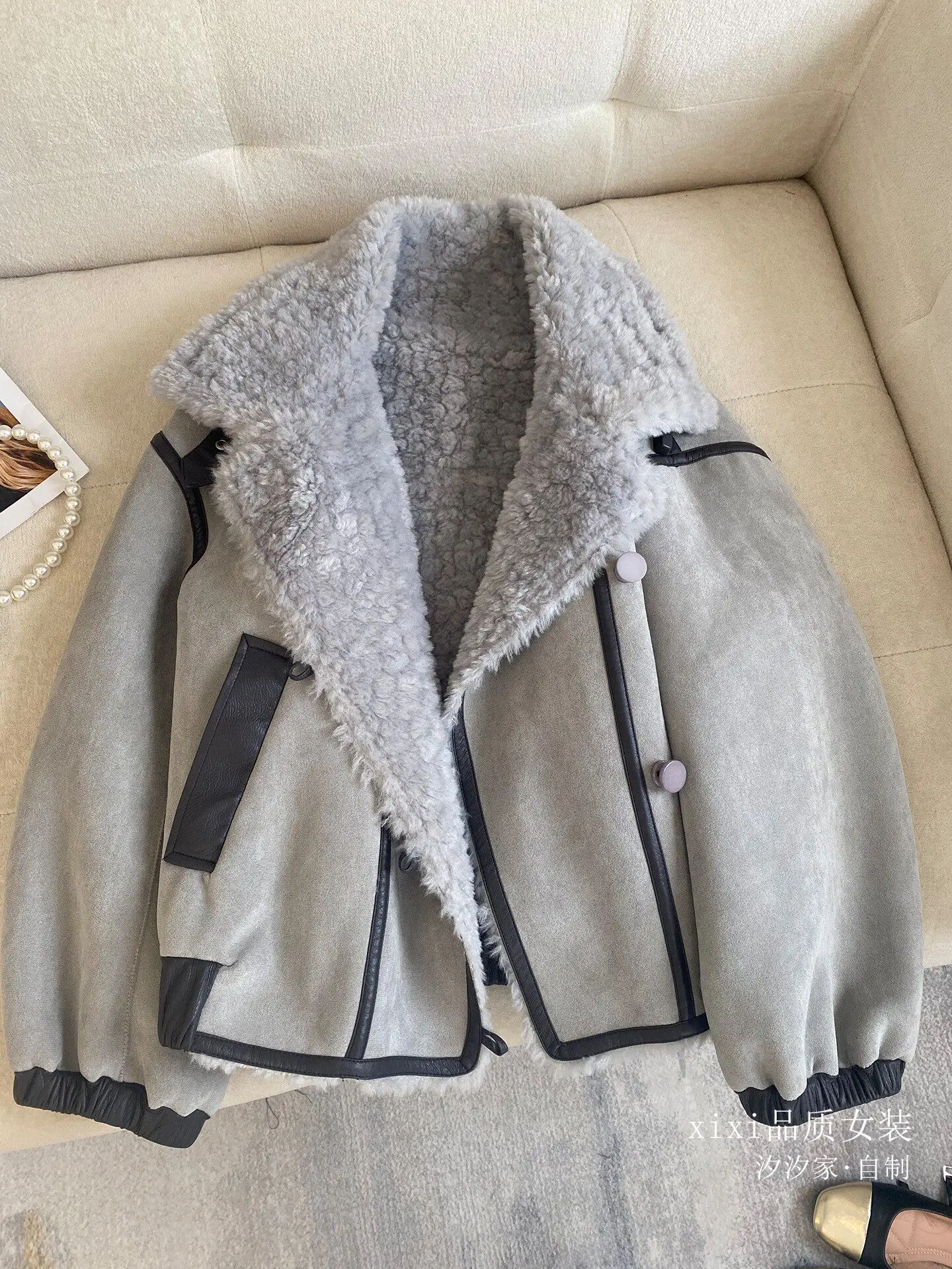 

New Suede coat, lamb plush warm and thick top Jackets