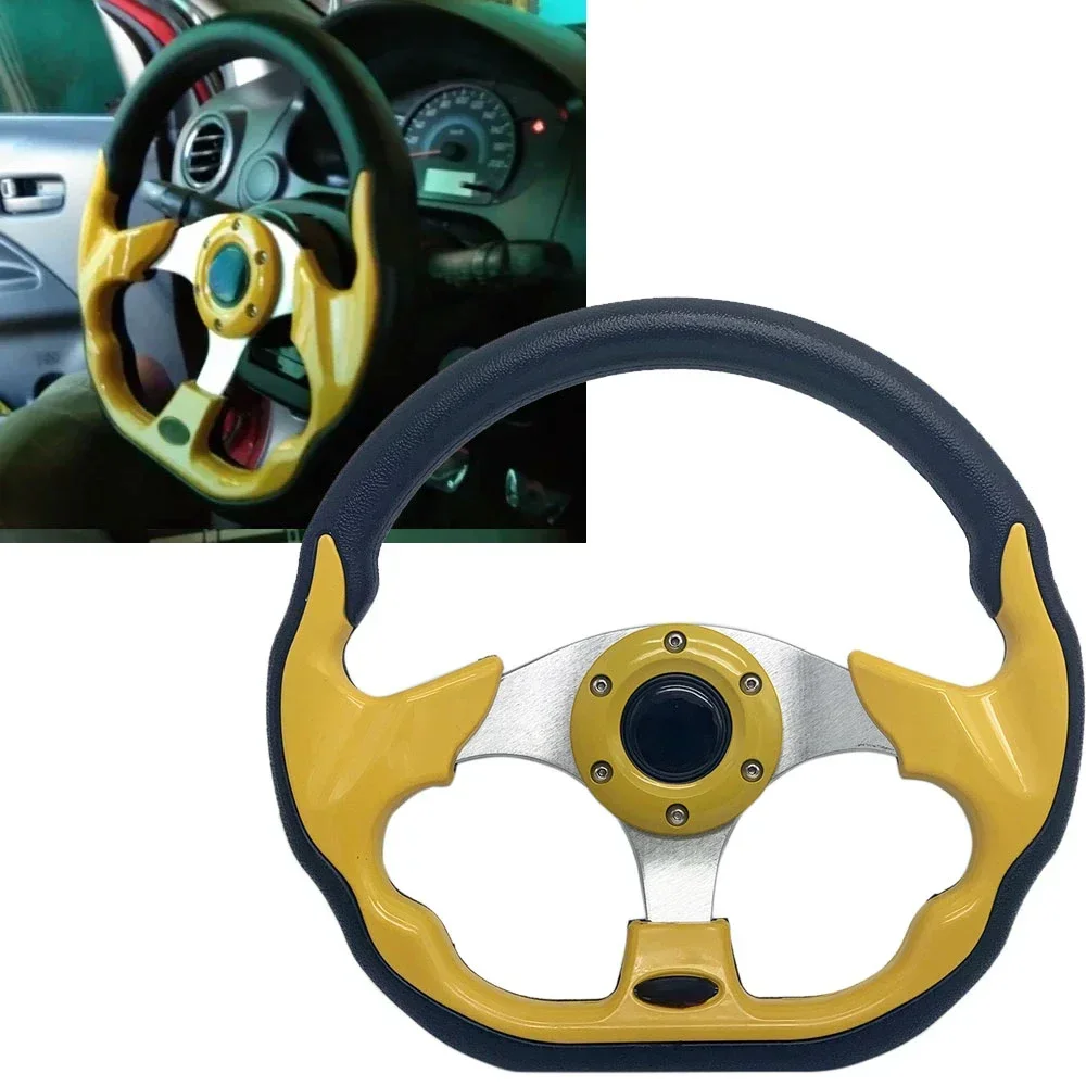 

Universal 13 Inches Car Steering Wheel 320mm Auto Flat Leather Racing Game Drift Sports Steering Wheel With Logo Car Accessorie