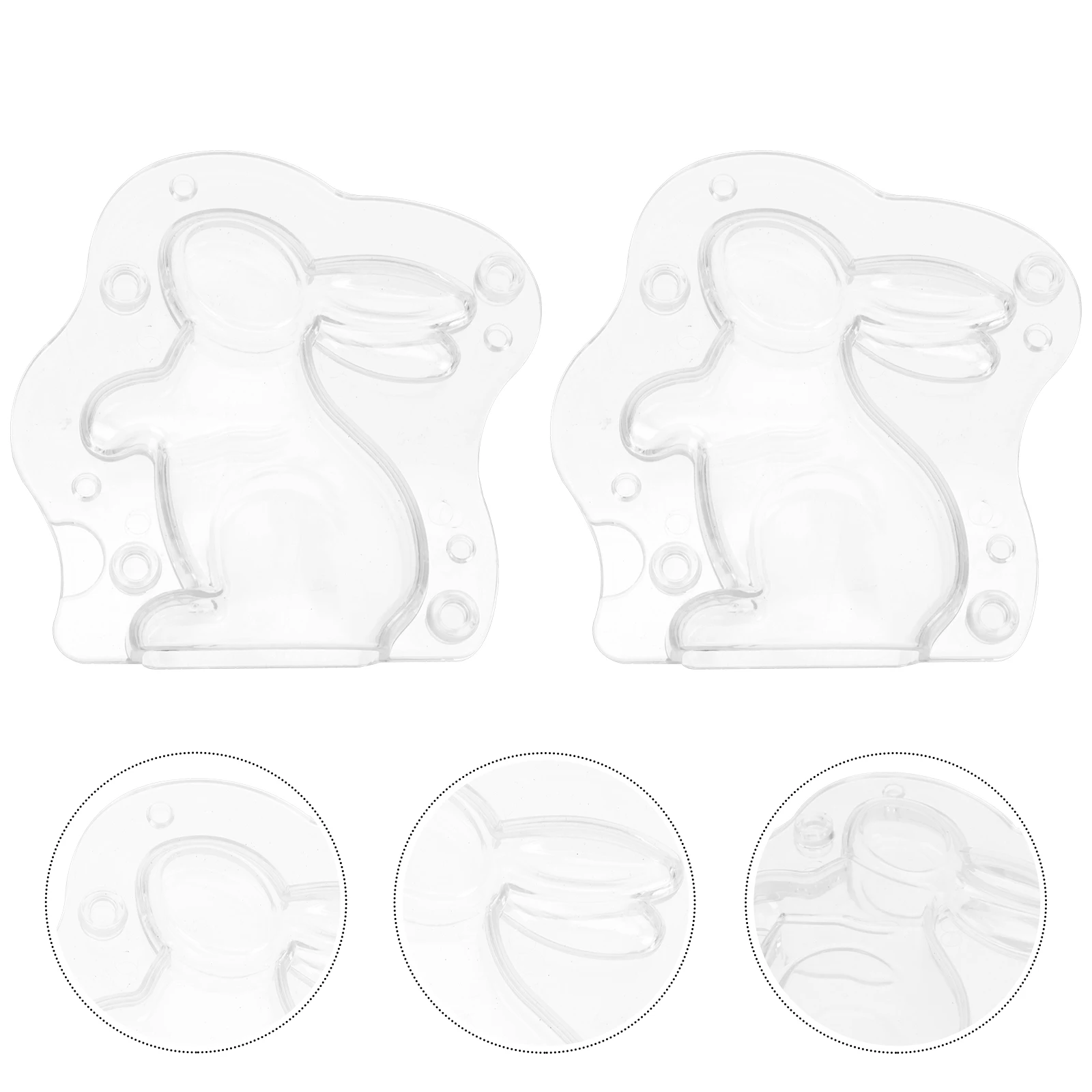 

2Pcs Chocolate Bunny Shaped Easter Rabbit Kitchen Baking Tool Heat Resistant Non Stick Plastic Cookie Mold DIY Candy Mold