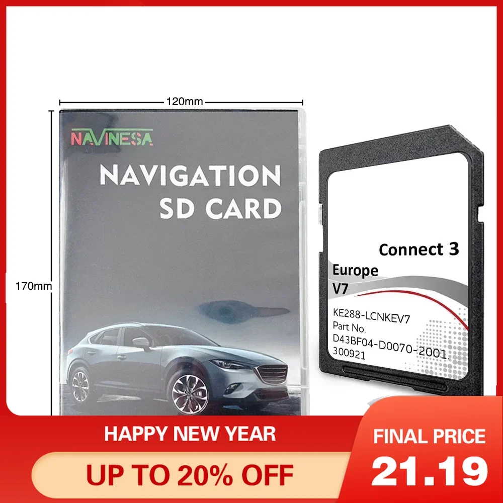 

C3V7 Sat NAV For NISSAN X-Trail Qashqai Car 16GB Cover Spain EU Map Navigation SD Card Memory Accessories