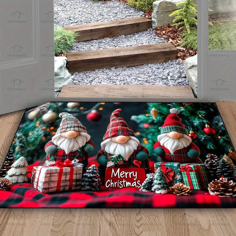 1pc Welcome To Christmas At Home , Holiday Indoor and Outdoor Rear Front Door Welcome Mat Winter Door Mat.