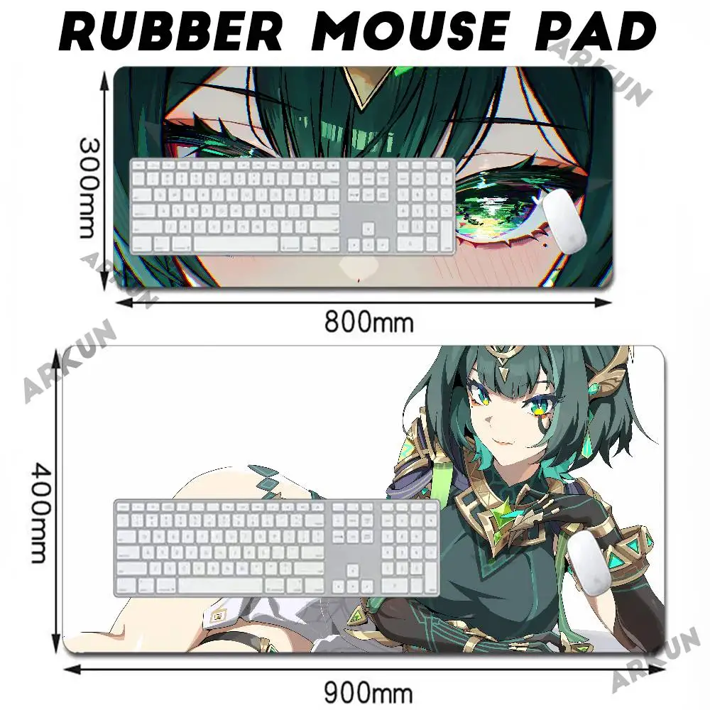 لوحة ماوس ألعاب مطاطية كبيرة مضادة للانزلاق من Hot Nefer Genshin Impact، وسادة مكتب متينة بحافة سميكة مناسبة للمكتب والألعاب
