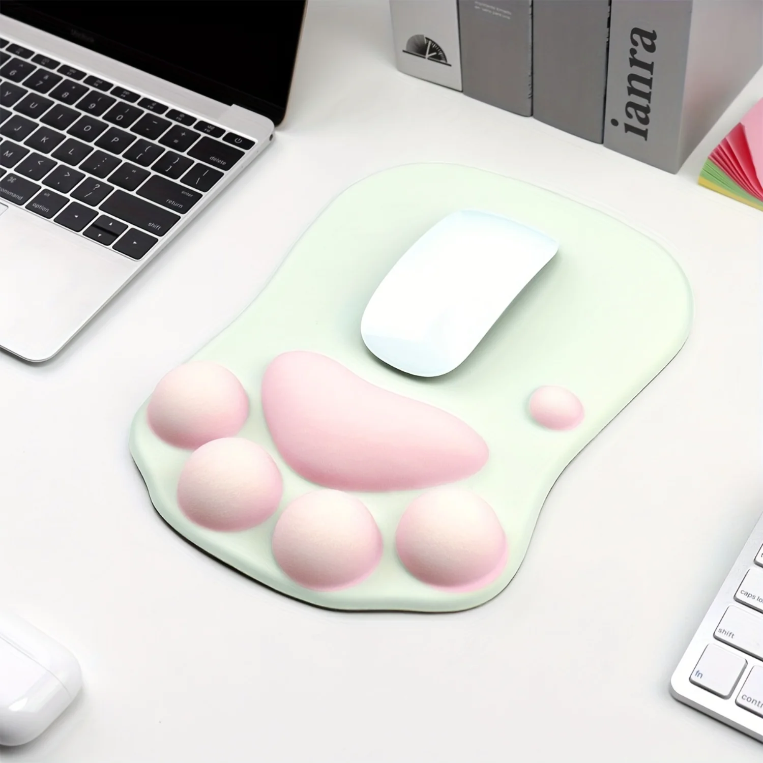 Tapis de souris à griffes de chat en silicone, mignon et fonctionnel, table surdimensionnée, organisateur de bureau blanc, table noire pour ordinateur portable, 1PC