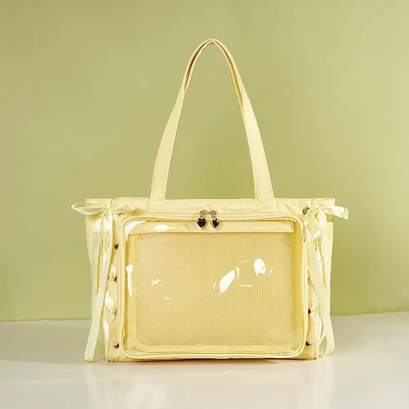 

Sweet Girl Large Capacity Transparent Japanese Ita Bag Lolita Girl Fashion Sweet Ribbon Bag Kawaii Shoulder Bag Purses Handbag