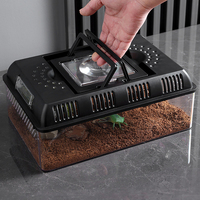 Reptile Habitat Enclosure,Insect Turtle Feeding Box Hatching Container,Reptile Carrier, Reptiles Tank Terrarium with light