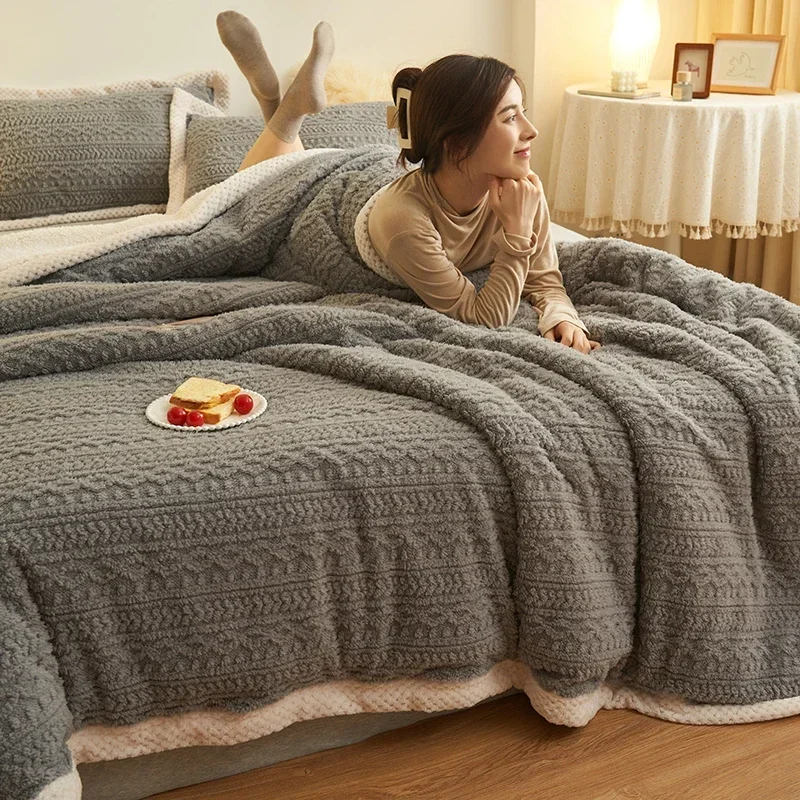 Zachte Taft Fluwelen Winterdeken Met Rits Beddengoed Fluffy Bed Cover Microfiber Beddengoed Plaid Sofa Dekens