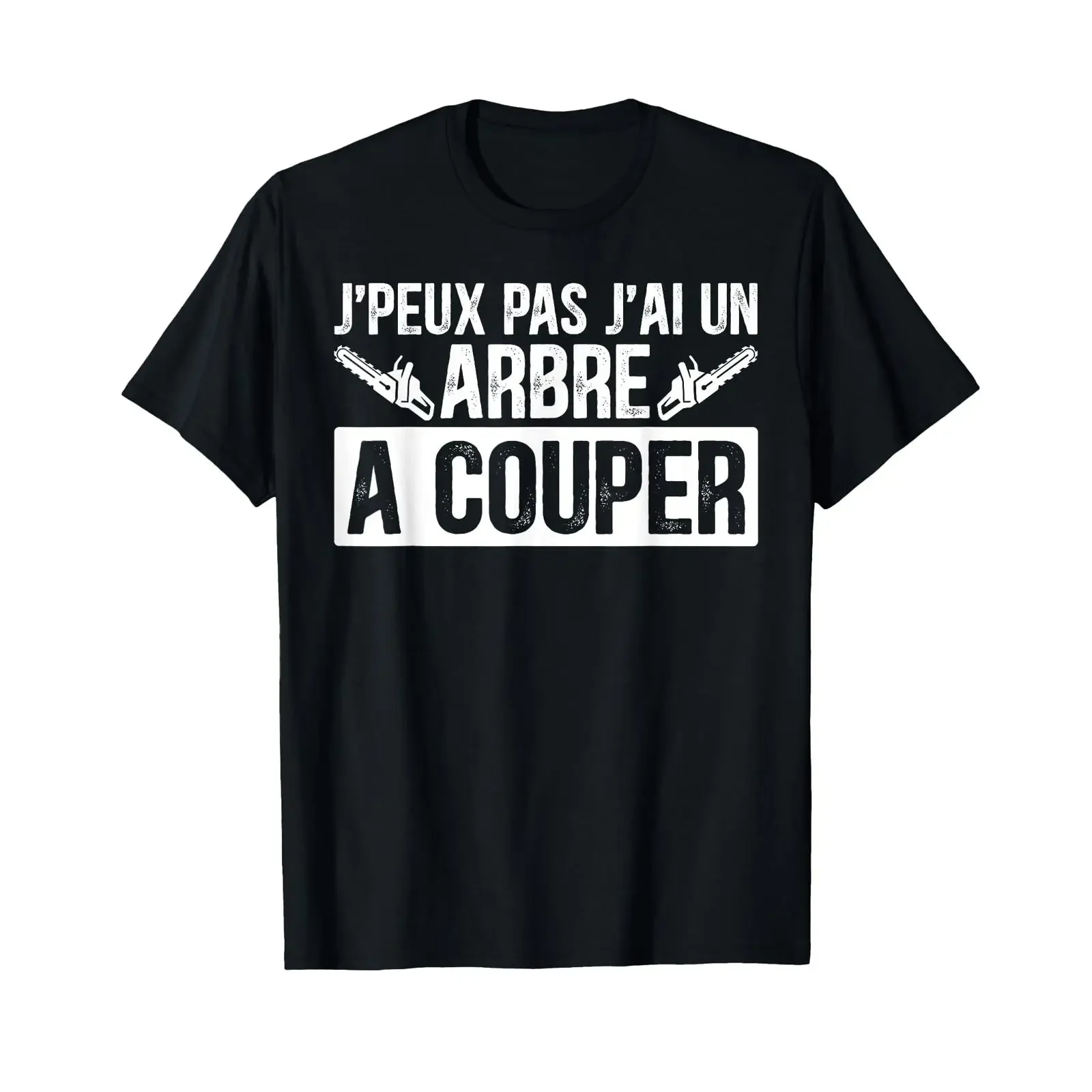 Camiseta J'Peux Pas J'Ai Un Arbre A Coupe Humor Lumberjack Negra S, Estilo Vintage Lavado, Ropa Urbana Versátil de Diseñador