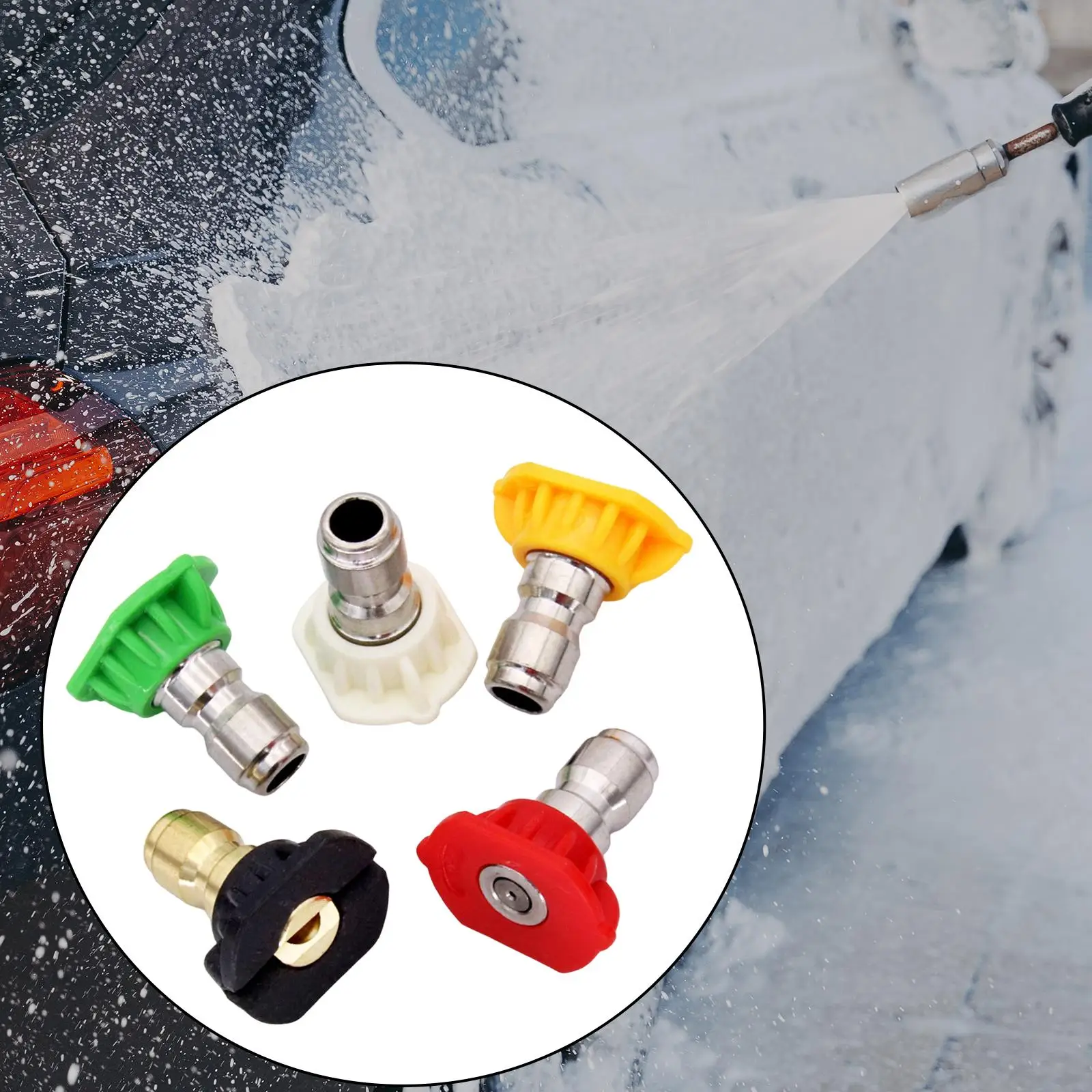 

5x Pressure Washer Nozzle Tips Replace Multi Purpose Professional with 5 Multiple Degrees Nozzle 1/4" Quick Connect Accessory