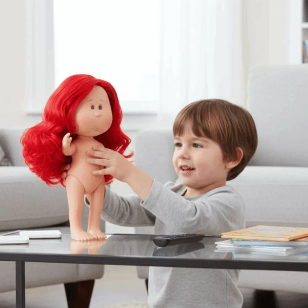 

Girls Curly Hair 24cm Bean Eye Vinyl Dark Skin Dress Up Mia Potato 24cm Movable Action Figure Body Children Gift