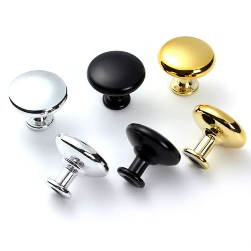 Aluminum alloy solid round single hole handle gold mushroom kitchen cabinet drawer knobs and handles for furniture