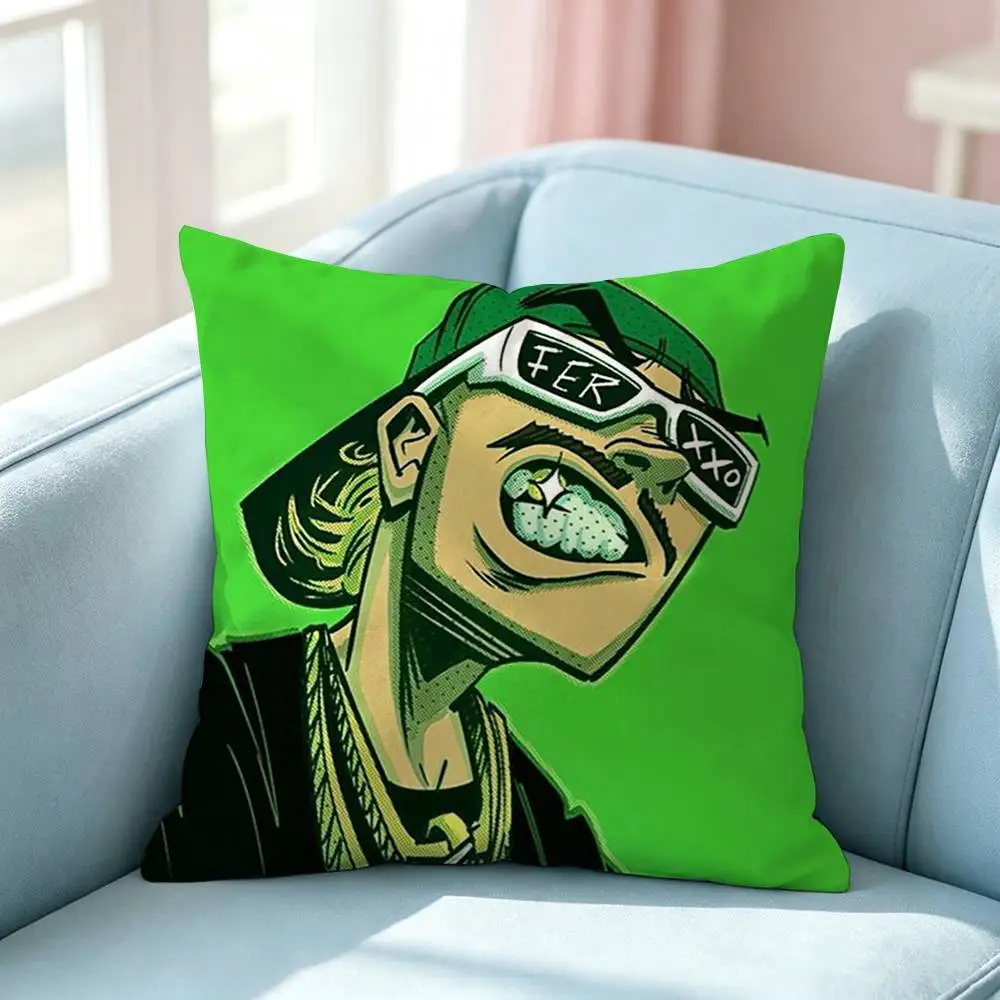 Latin urban Rapper Ferxxo Square Double-Sided printed Pillow Case Bedroom Bedside Pillow Sofa Cushion Cover