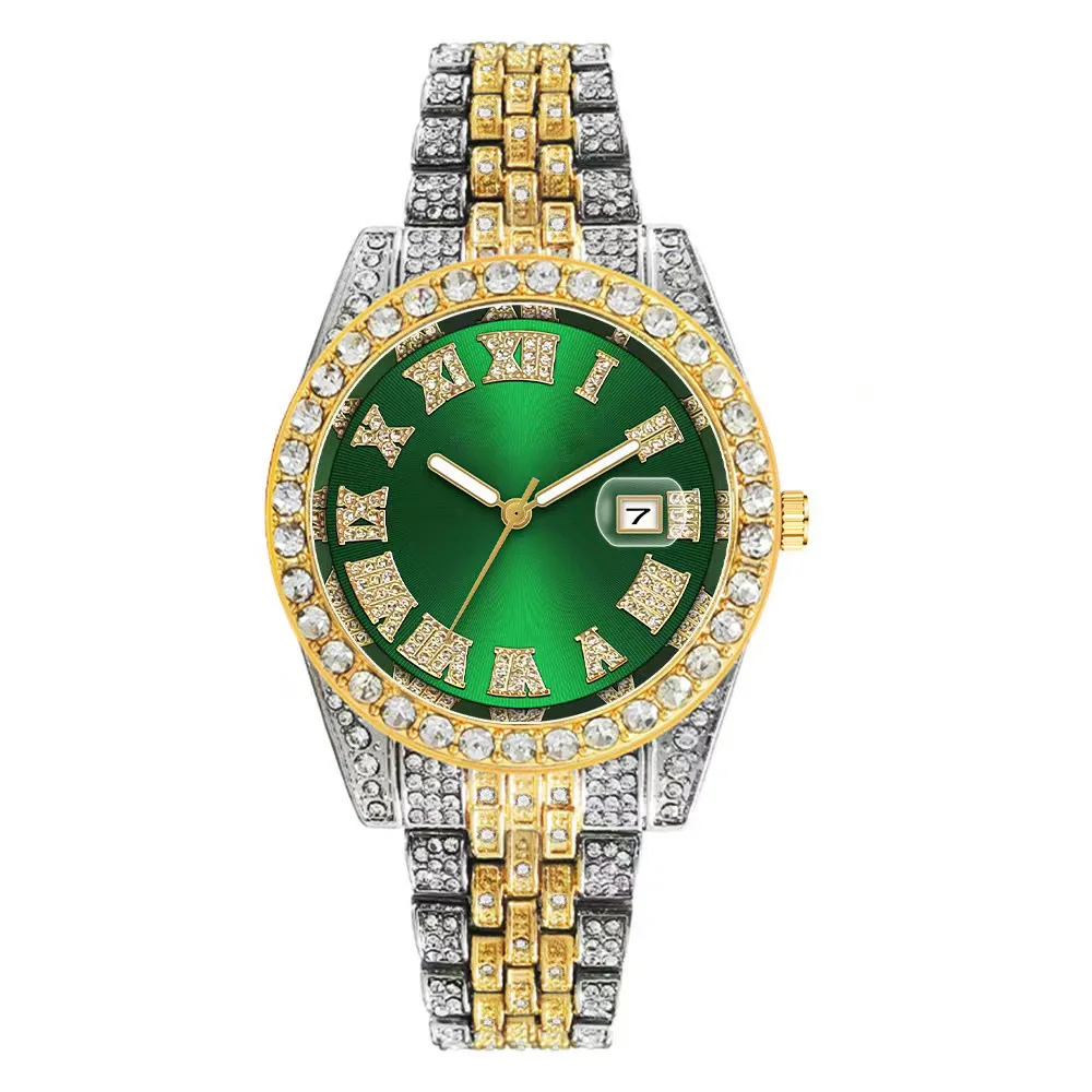 New Luxury Diamond Watch for Men Women Hip Hop Iced Out Watch Unisex Quartz Wristwatch Date Clock Relogio Masculino Dropshipping