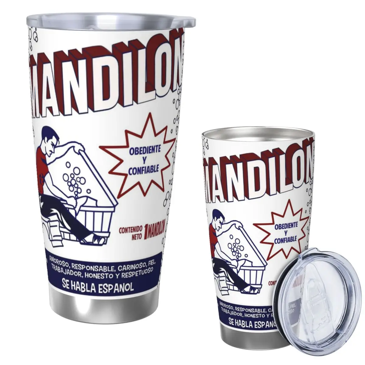 El Mandilon divertido papá mexicano vaso de acero inoxidable tazas aisladas al vacío pajitas térmicas de taza fría con tapa 20oz