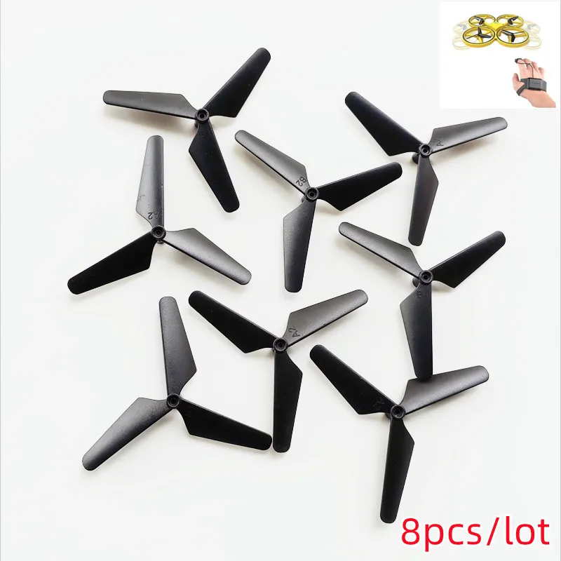 8pcs Main Blades Propellers Props 3-Blade Hand Controlled Drone RC Mini Quadcopter Gesture Watch Control Toys Spare Parts