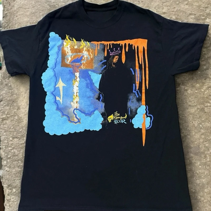 J.Cole The Fall Off Album graphics 100%cotton unisex shirt 2026 Summer New O-neck Men's Y2k hip-hop Short Sleeve Tshirt fan gift