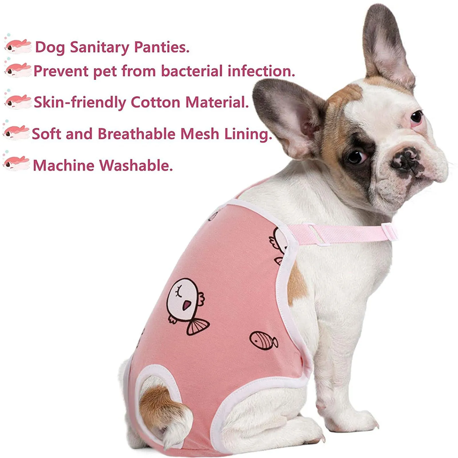 Dog Sanitary Panties with Suspenders, Pet Physiological Pants Adjustable Comfortable Sanitary Panties For Female Dogs