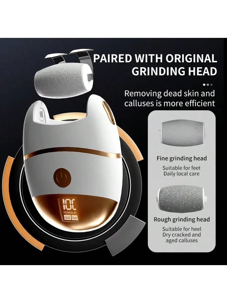 Dissolvant électrique rechargeable de callosités des pieds avec lumière à 2 vitesses, portable et sans fil pour une exfoliation des pieds lisses
