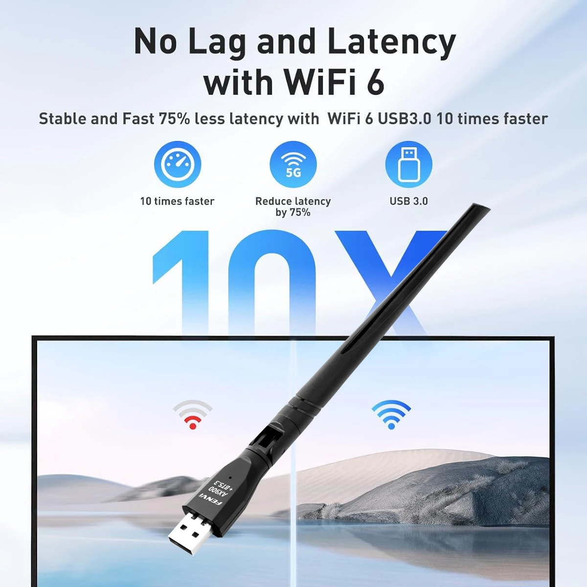 FENVI WiFi 6 AX900 USB BT5.3 Dual band 2 In 1 Wireless Adapter Dongle Network Card Antenna Receiver Free Driver For PC Win10 11