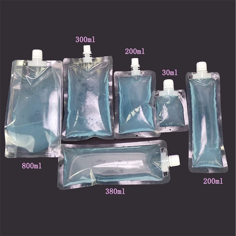 StoBag 50/20pcs Transparent Drink Liquid Package Nozzle Bags for Beer Juice Beverage Storage Sealed Stand Up Reusable Pouches