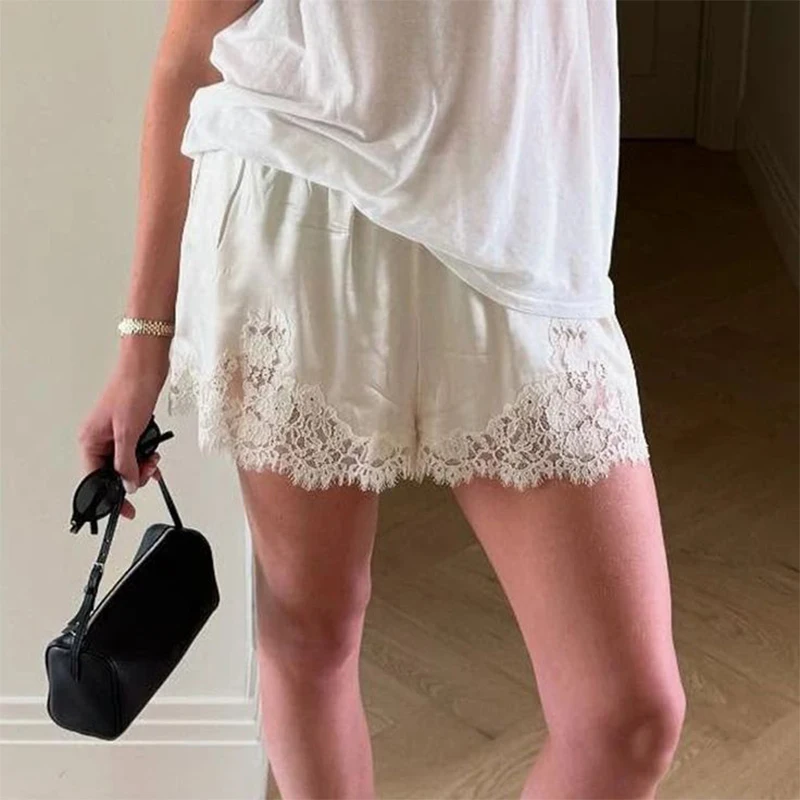 Trendix مثير الدانتيل السراويل النساء 2026 الصيف موضة المرقعة عالية الخصر سراويل قصيرة حفلة عطلة الشاطئ الجوف خارج السراويل فام #4