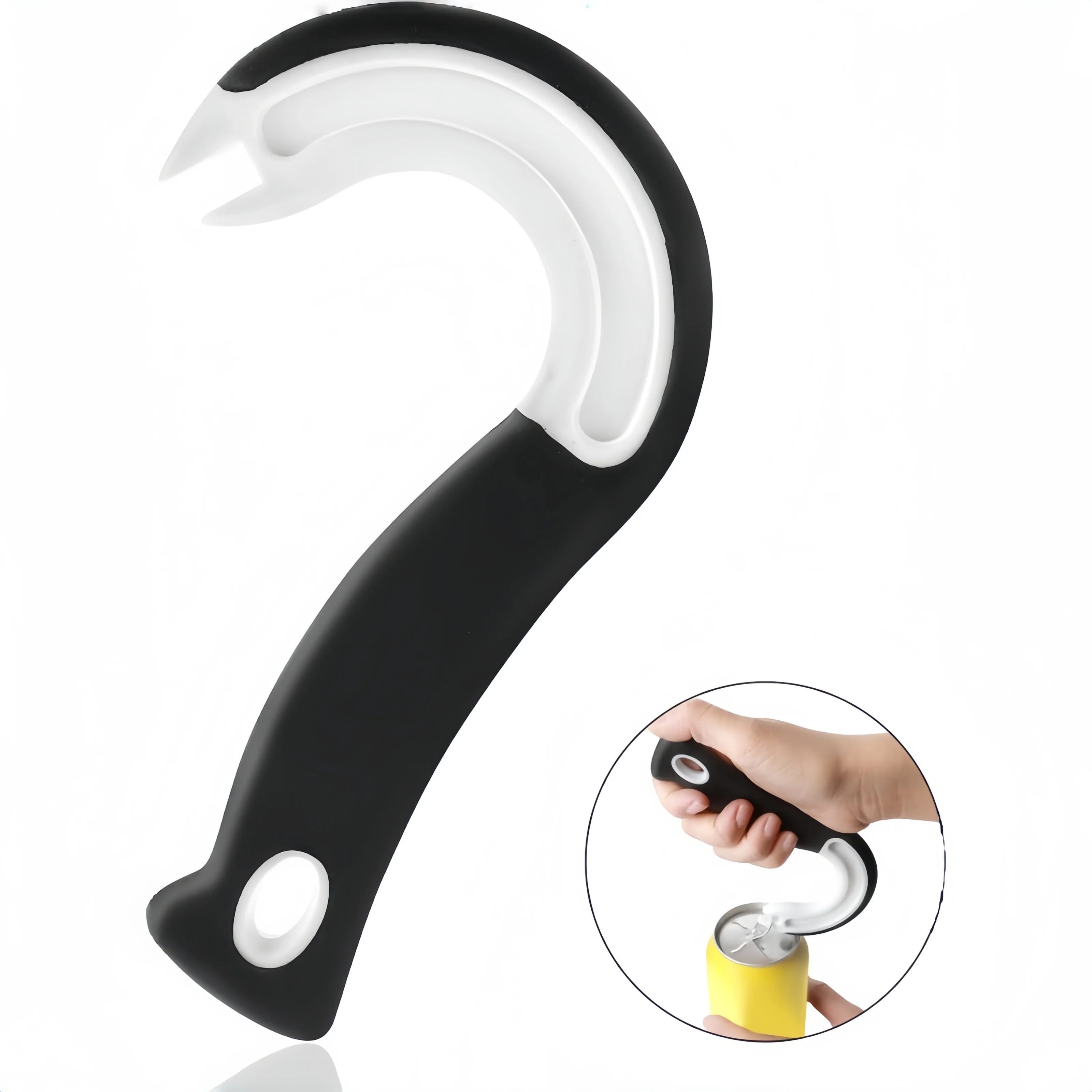 1PCS Portable J-Shaped Easy Grip Tin Openers Kitchen Non-Slip Jar Opener Lid Opening Tools Ring Pull Can Opener Multifunctional