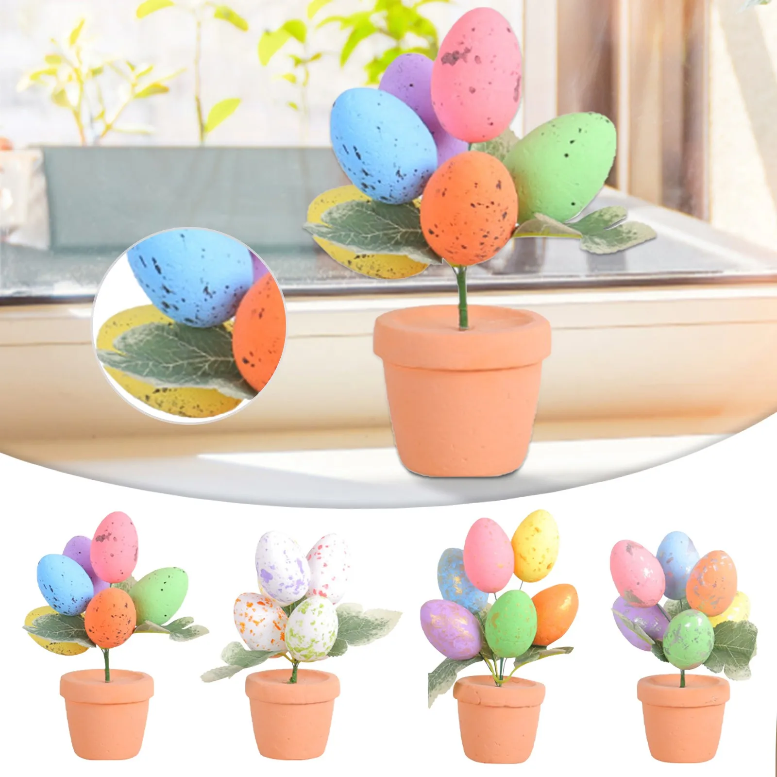 Spotted Eggs 2024 Easter Simulated Eggs Medium Potted Easter Tabletop Ornament пасха Party Decorations DecoracióN Hogar New