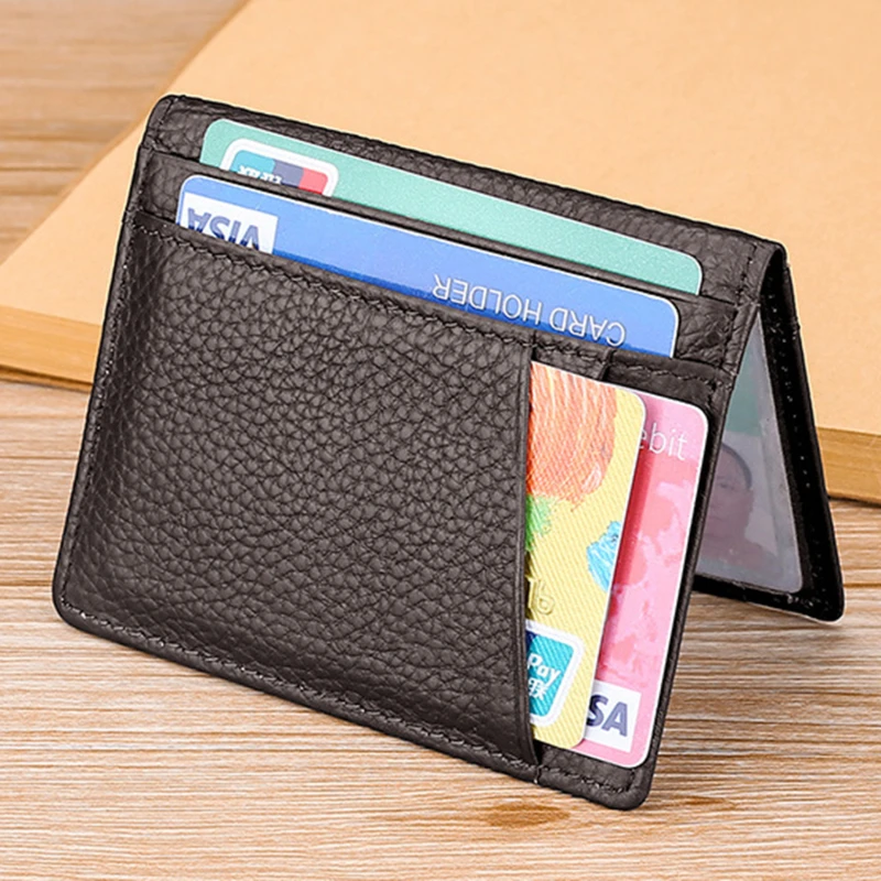 Superschlanke, weiche Geldbörse, 100 % echtes Leder, Mini-Kreditkartenhalter, mehrere Fächer, Münzgeldbörse, Geldbörse, Kartenhalter, Herren-Geldbörse