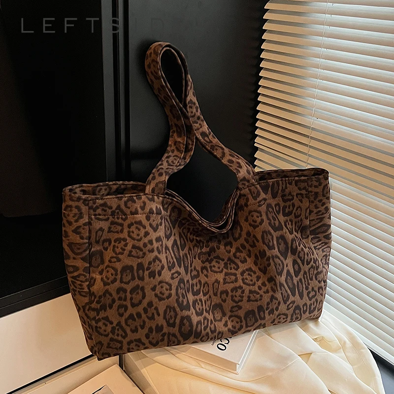 

Левая сторона, женская тканевая большая леопардовая сумка на плечо, 2024, простая сумка-тоут для покупок, роскошные дизайнерские женские сумки и кошельки