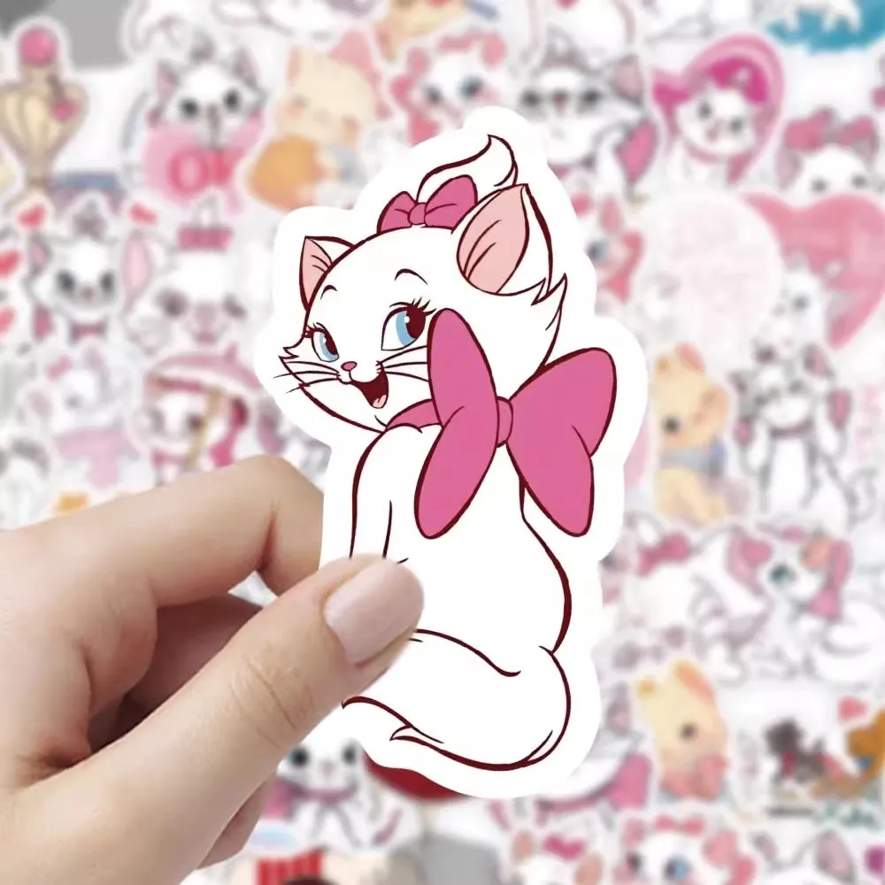 50 Uds. De pegatinas de gato Marie de dibujos animados de los Aristogatos, bricolaje, teléfono, portátil, equipaje, monopatín, pegatinas de grafiti, diversión para juguete para niños