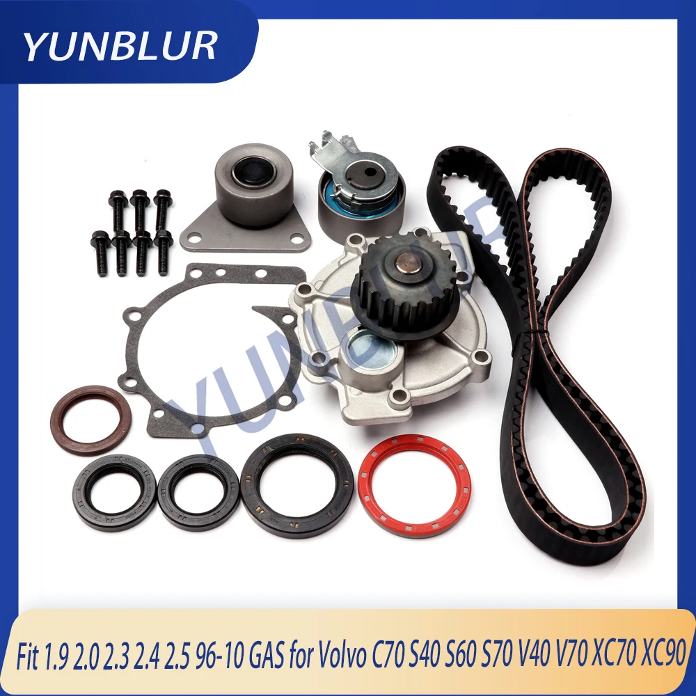

Timing Belt Tension Roller Water Pump Kit Fit 1.9 2.0 2.3 2.4 2.5 96-10 GAS for Volvo C70 S40 S60 S70 V40 V70 XC70 XC90 Engine