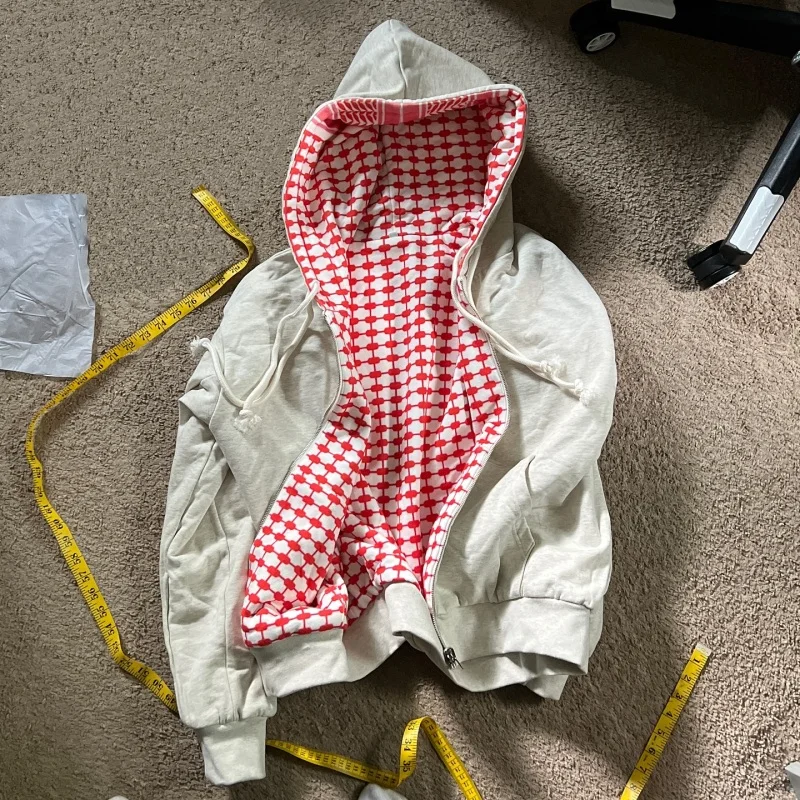 2025 New European and American Autumn/Winter High Street Style Warm Grid Double sided Double Wear Design Hoodie