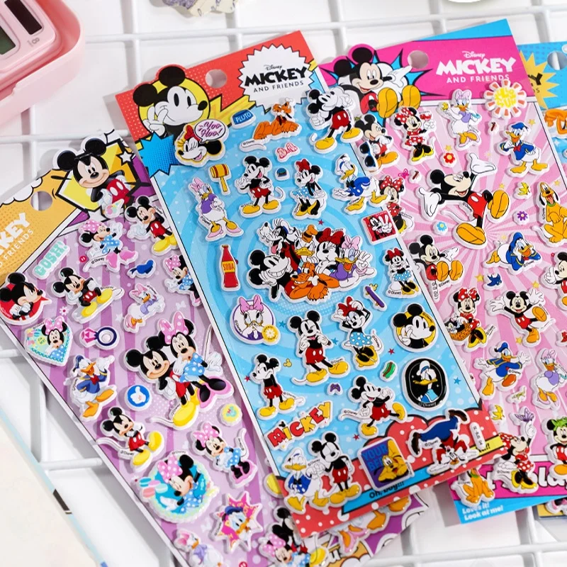 

Disney Mickey Waterproof 3D Bubble Sticker PVC Stickers Girl Diy Phone Case Hand Account Book Decoration Sticker Kids Gifts