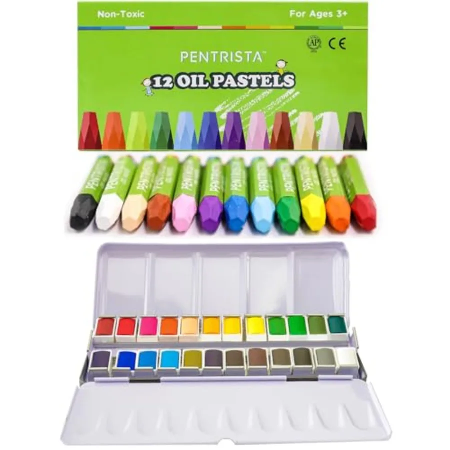 

Oil Pastels, Watercolor Paint Set, Refillable Water Brush Pen, Soft Oil Pastel Crayons Art Pigment Kit Perfect for Artists Stud