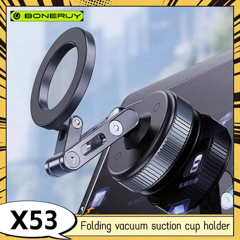 

Магнитный держатель для телефона Boneruy x53 с вакуумной присоской, для холодильника, спортзала, навигации, автомобиля, с многоосевой вращающейся подставкой, серый цвет