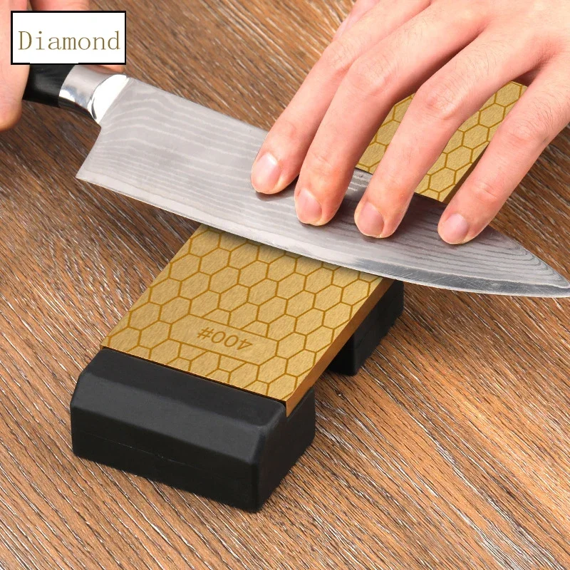 Grain Double Side New Design Diamond Knife Sharpening Stone Ice Skates Metal Plate Guide Stand Base 400 1000 Grit