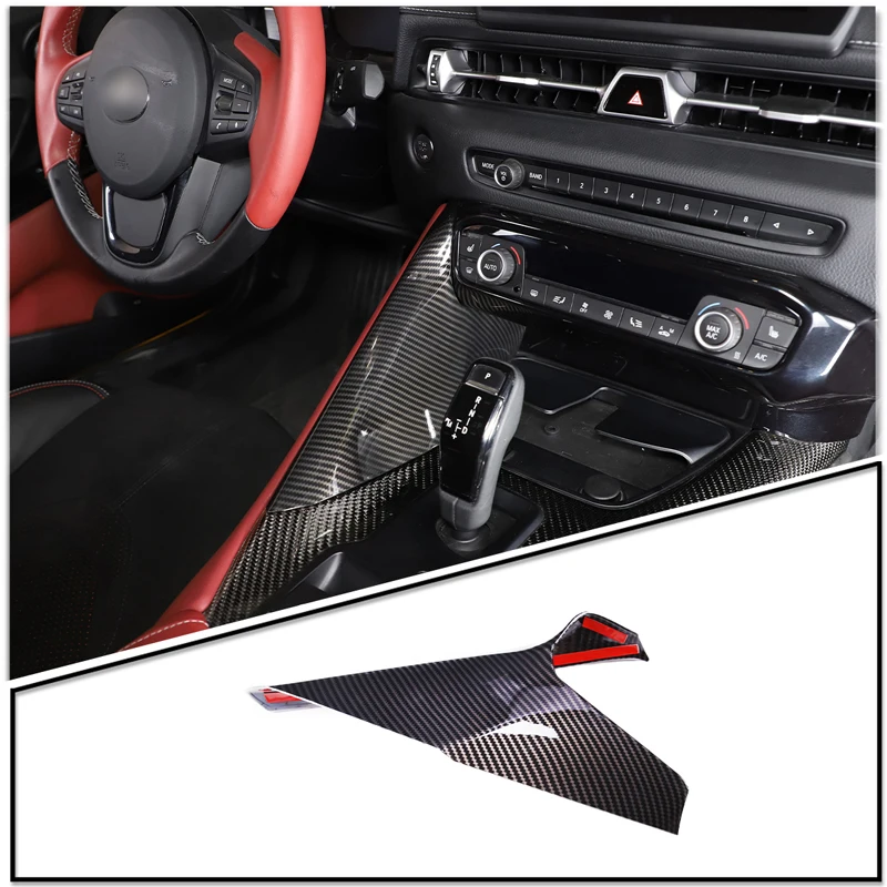 

For Toyota Supra A90 2019-2022 Carbon Fiber Style Car Center Control Gear Side Decorative Panel Sticker Car Interior Accessories