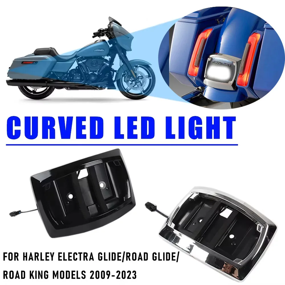 

Curved LED Light License Plate Frame Relocation Motorcycle Suitable For Harley CVO Electra Glide Road Glide Road King 2009-2022