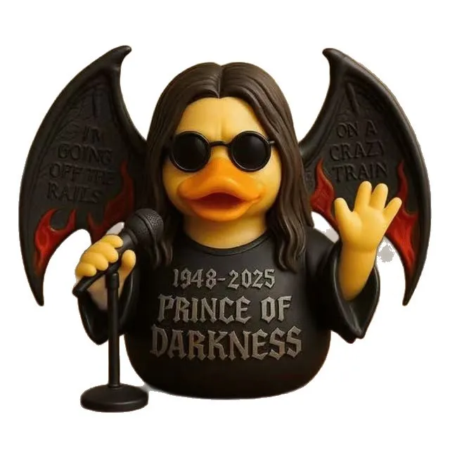التماثيل الإبداعية ل Ozzy Osbourne العودة إلى البداية المطاط بطة زخرفة سطح المكتب زخرفة للحزب هدية تذكارية