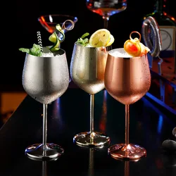 500ml 304 Stainless Steel Cocktail Glass Red Wine Glass Tall Creative Metal Champagne Glass KTV Bar Household Wine Utensi