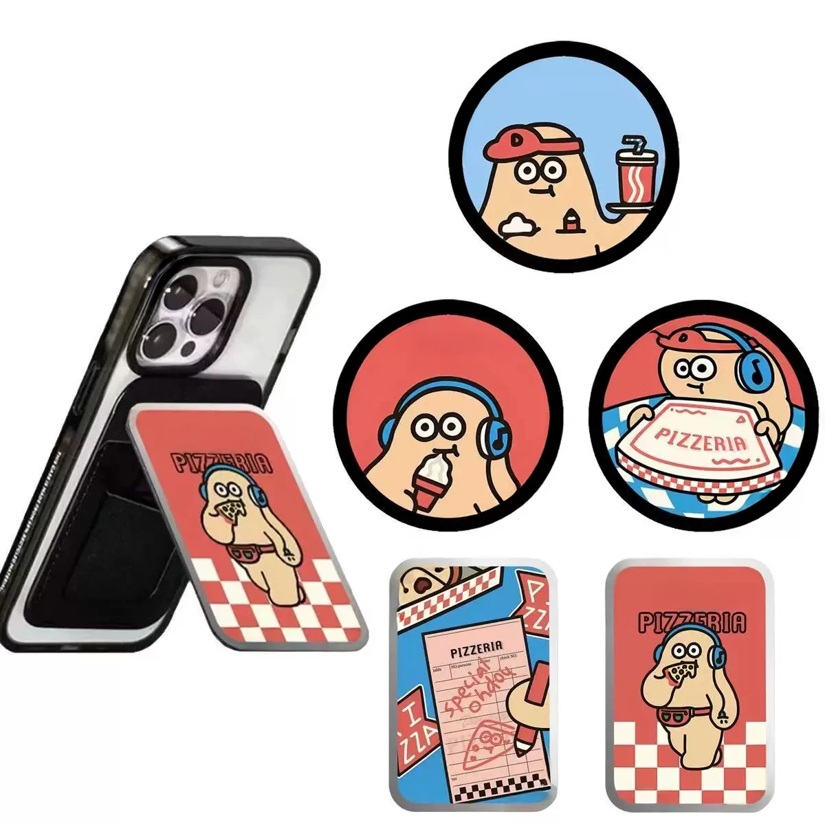 

Cartoon Pizza Magnetic Folding Phone Stand for IPhone 12 13 14 15 16 Pro Max Holder Mount Support for S25U