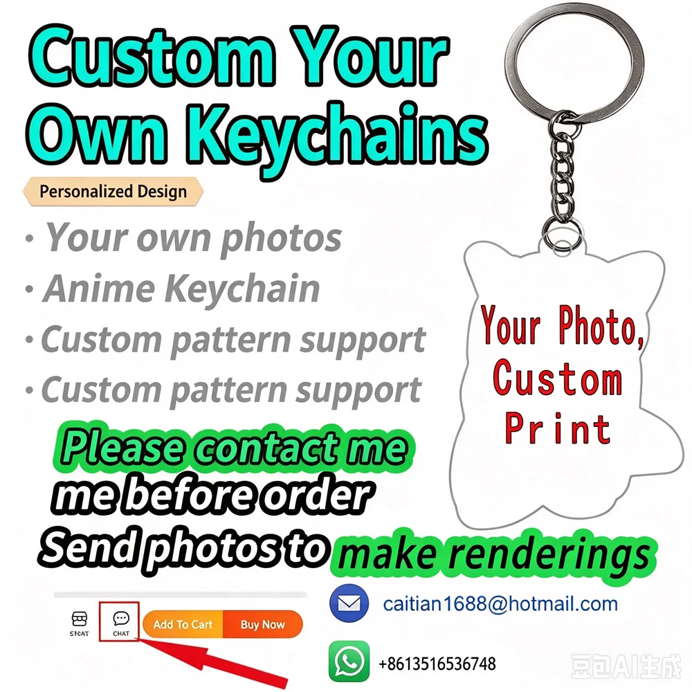 Custom Acrylic Keychain, Personalized Photo Key Chain Customized Picture Text Pendant Gift for Bag, Car Key Ring