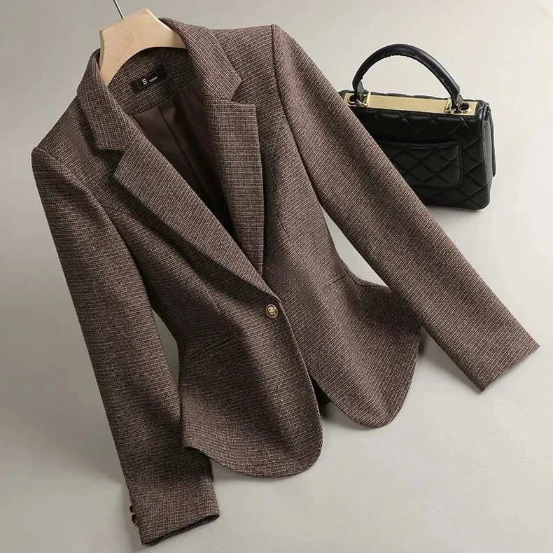High end short Suit Jacket For women 2025 New Spring autumn Commuting slim Women's Suit tops Single button Lady Elegant  Blazers