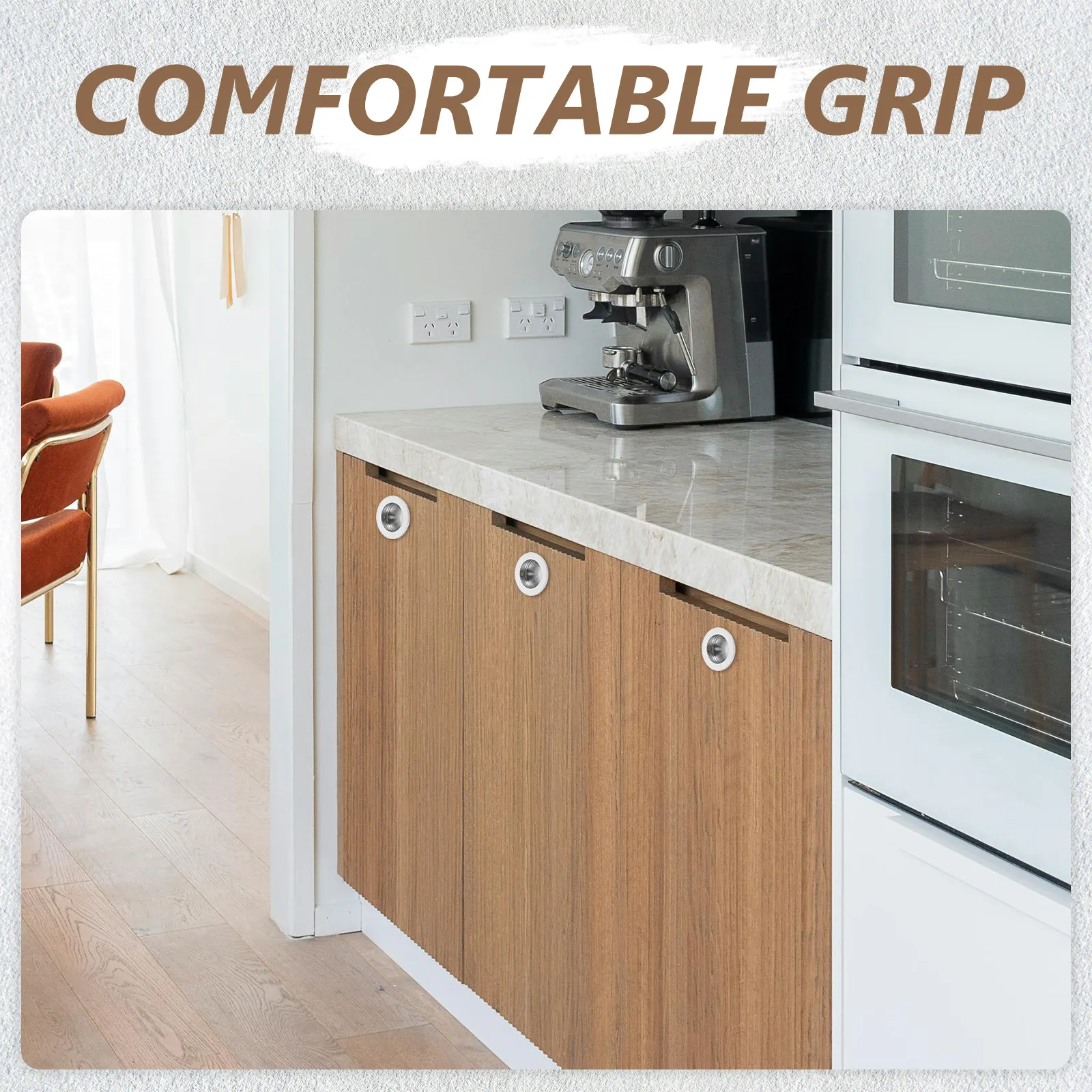 2Pcs Concealed Cabinet Handle Round Pull Recessed Design for Drawer Wardrobe Safety Grip Furniture Attachment Hidden Door Pull