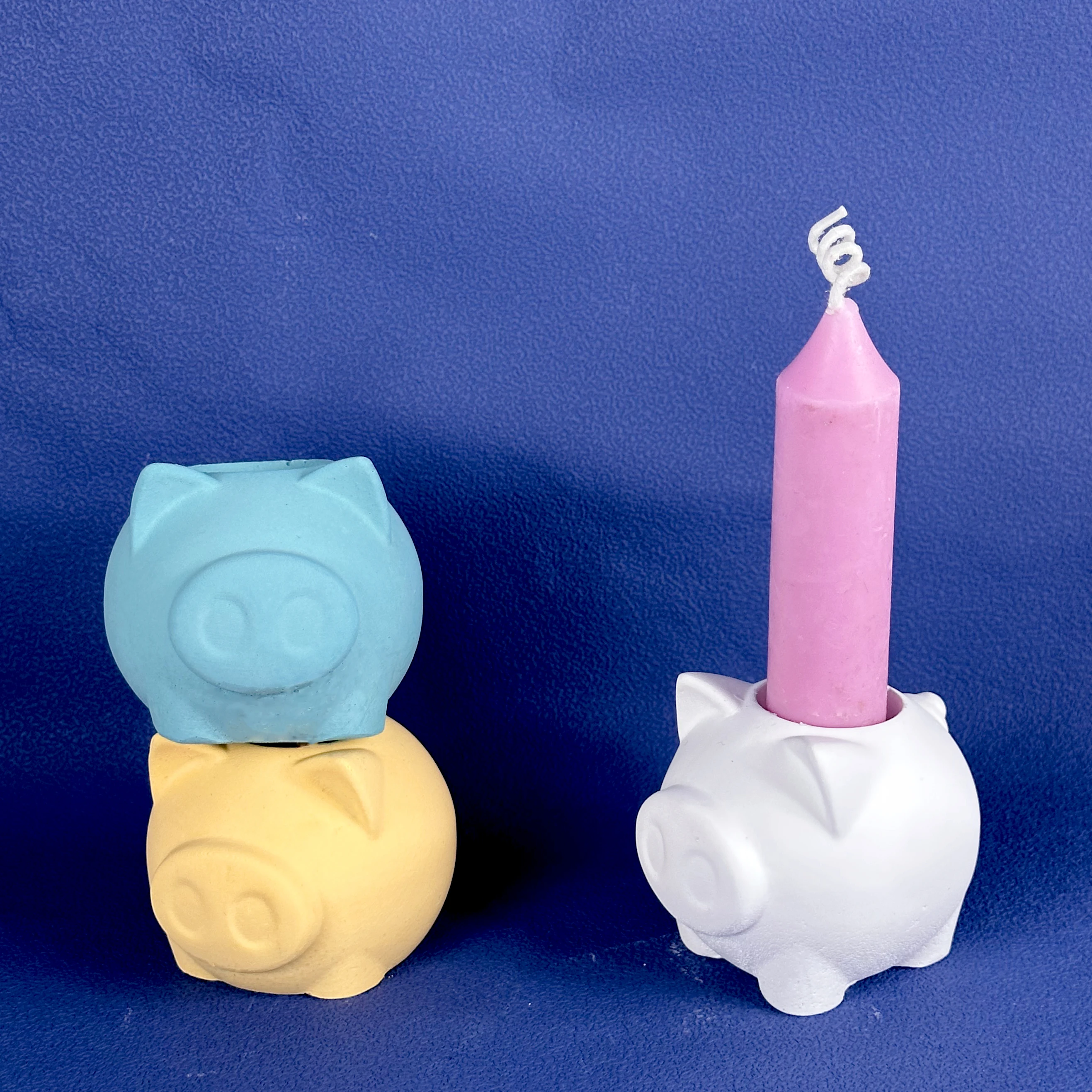 Pig Candleholder Silicone Mold Epoxy Resin Candle Holder Gypsum Mold Concrete DIY Handmade Mold Cute Home Accessories