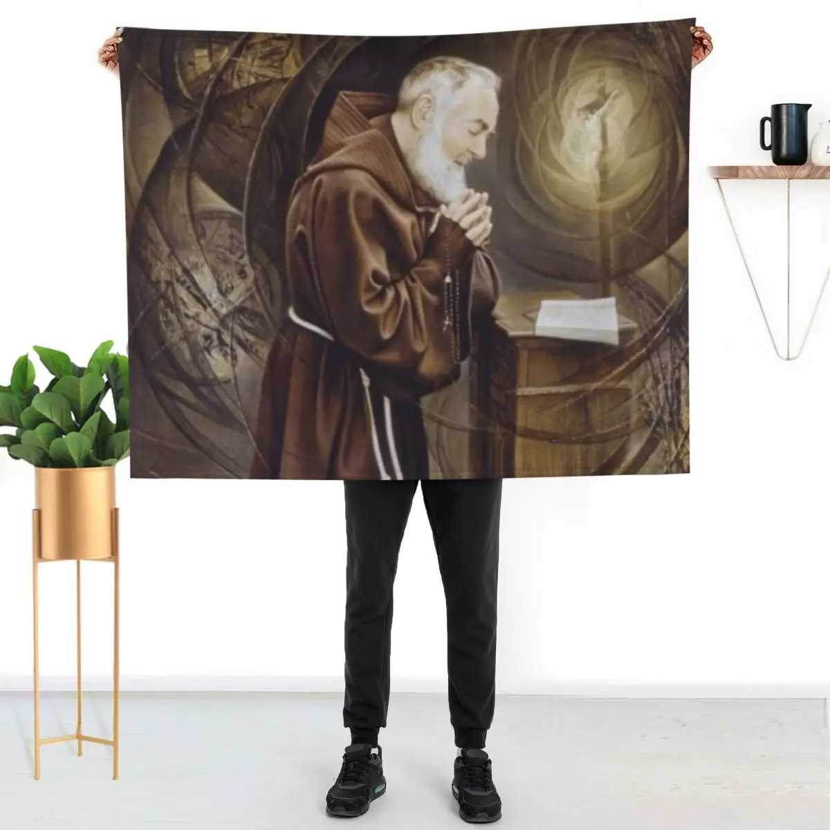 Padre Pio Throw Blanket Warm Accent Blanket for Living Room Decoration